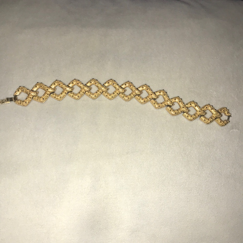 1960’s Vintage Crown Trifari Textured Gold Tone Bracelet